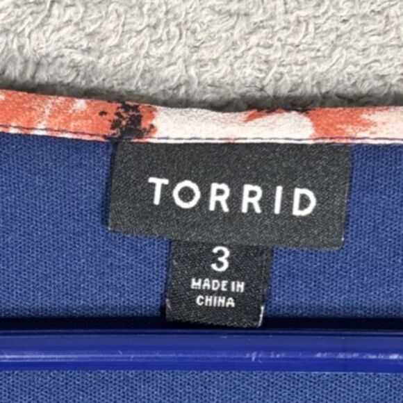 Torrid‎ Dress Women’s Plus Size 3X Blue Floral Mini Navy Blue Roses Garden Party - Picture 7 of 16